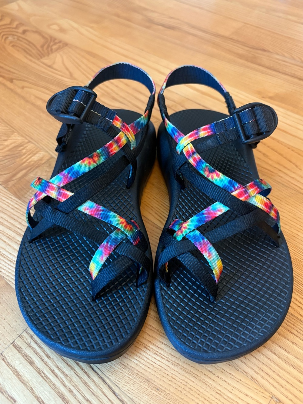 Chaco Womens ZX/2 Classic Sandals Tie Dye Rainbow Black Custom hiking Shoes Sz 7